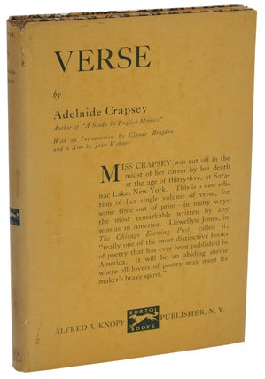 Item #140937518 Verse. Adelaide Crapsey, Claude Bragdon, Jean Webster, Introduction