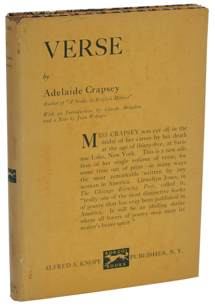 Item #140937518 Verse. Adelaide Crapsey, Claude Bragdon, Jean Webster, Introduction.