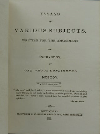 Essays on Various Subjects