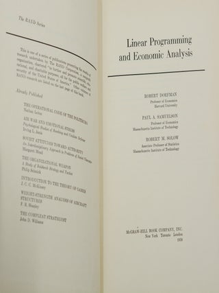 Linear Programming and Economic Analysis (Nobel Laureate Robert Fogel's Copy)