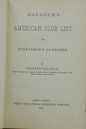 American Club List and Sportsman's Glossary