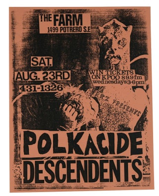 Item #140938560 Polkacide / Descendents, August, 23 1986 at The Farm, San Francisco (Original flyer