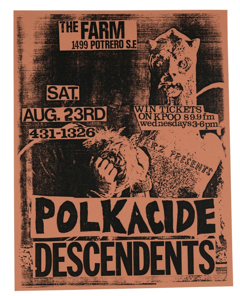 Item #140938560 Polkacide / Descendents, August, 23 1986 at The Farm, San Francisco (Original flyer)