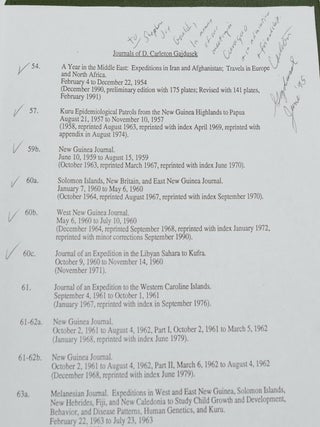 Eight Journals of D. Carleton Gajdusek, 1954-1970