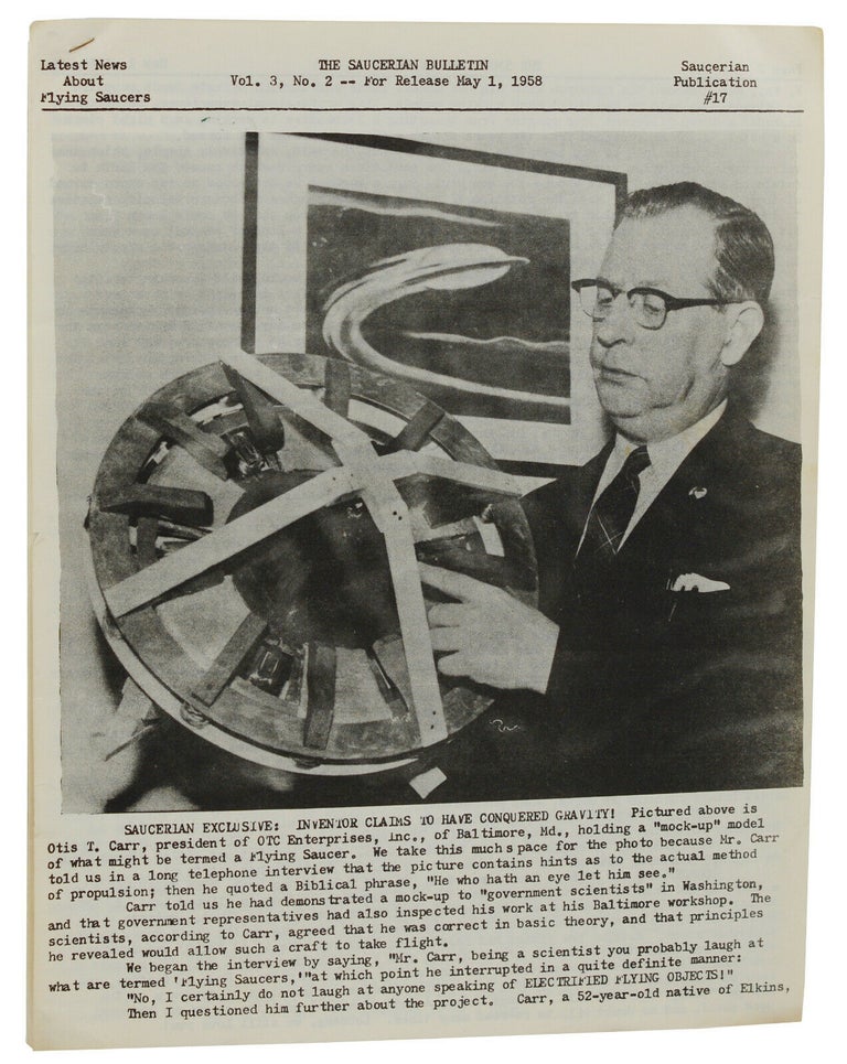 Item #140938896 The Saucerian Bulletin: Latest News About Flying Saucers, Vol. 3, No. 2; May 1, 1958. Gray Barker.