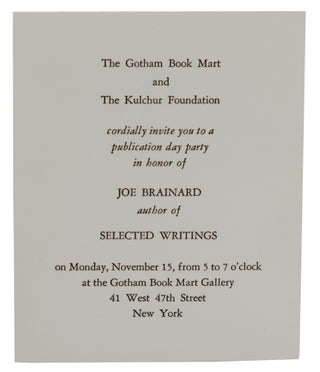 Item #140938941 The Gotham Book Mart and the Kulchur Foundation cordially invite you to a...