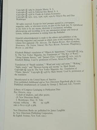 A Draft of Shadows and Other Poems