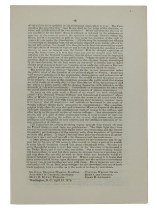 An Appeal to the Women of the United States by the National Woman Suffrage and Educational Committee