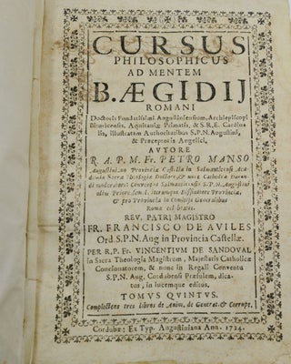 Cursus Philosophicus ad mentem B. Aegidij Romani, Tomus Quintus