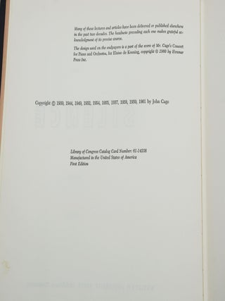 Silence: Lectures and Writings (Ihab Hassan's Copy)