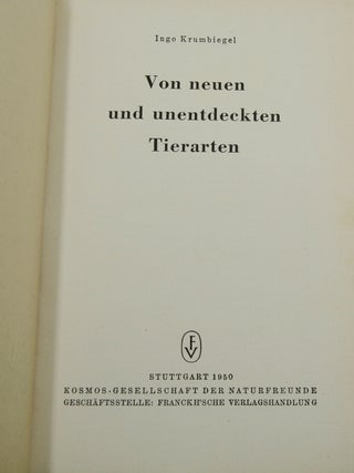 Von neuen und unentdeckten tierarten (On New and Undiscovered Animal Species)