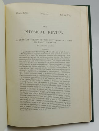 A Quantum Theory of the Scattering of X-rays by Light Elements [in] The Physical Review Second Series, Vol. 25, No. 5, May 1923