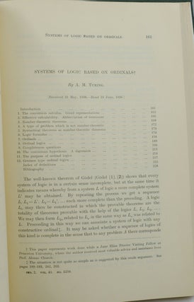 Systems of Logic based on Ordinals [In] Proceedings of the London Mathematical Society Second Series. Volume 45