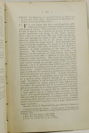 The Scattering of alpha and beta Particles by Matter and the Structure of the Atom [in] The London, Edinburgh, and Dublin Philosophical Magazine and Journal of Science, Sixth Series, Vol. 21, No. 125 (May, 1911)