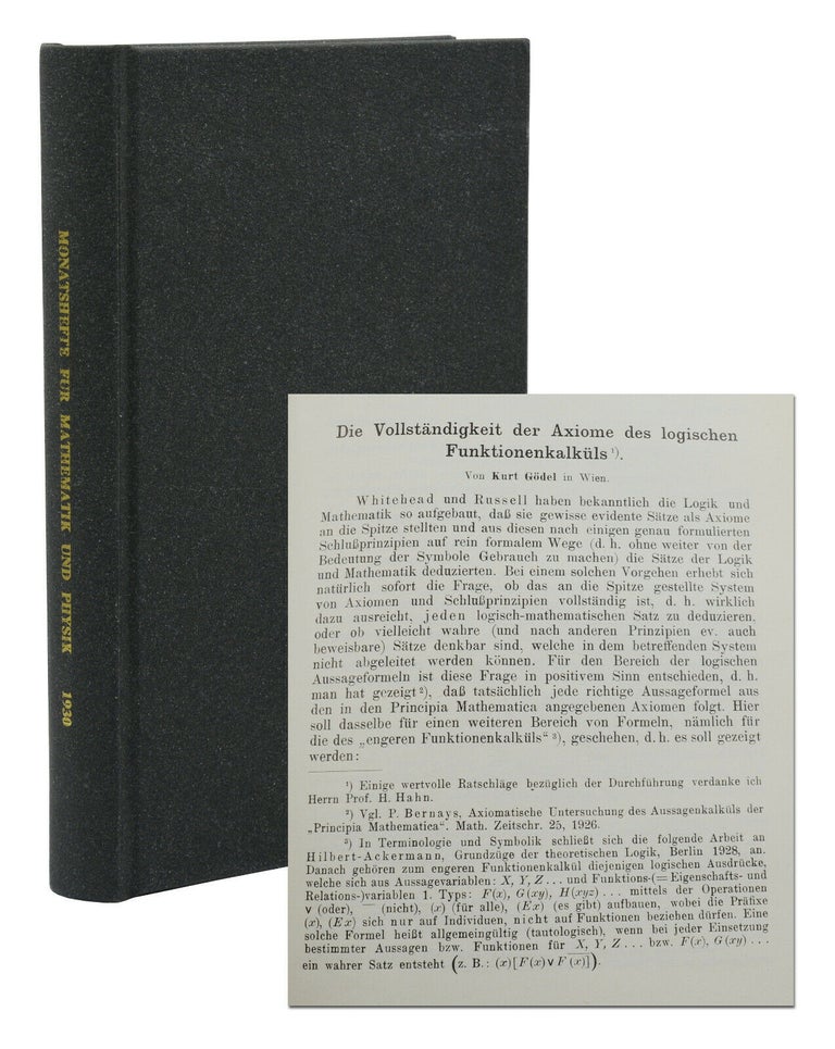 Item #140940048 Die Vollständigkeit der Axiome des logischen Funktionenkalküls [in] Monatsheften für Mathematik und Physik, XXVII Band. Kurt Gödel.