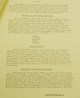 Japanese Groups and Associations in the United States Community Analysis Report No. 3, March 1943