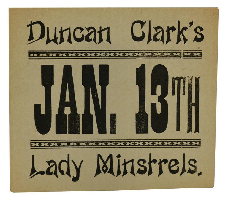 Item #140940600 Duncan Clark's / Jan. 13th / Lady Minstrels. Duncan Clark.