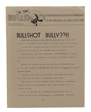 Item #140940602 Bullshot Bully??!! [Los Angeles Gay Bar Flier]. Gay Bars