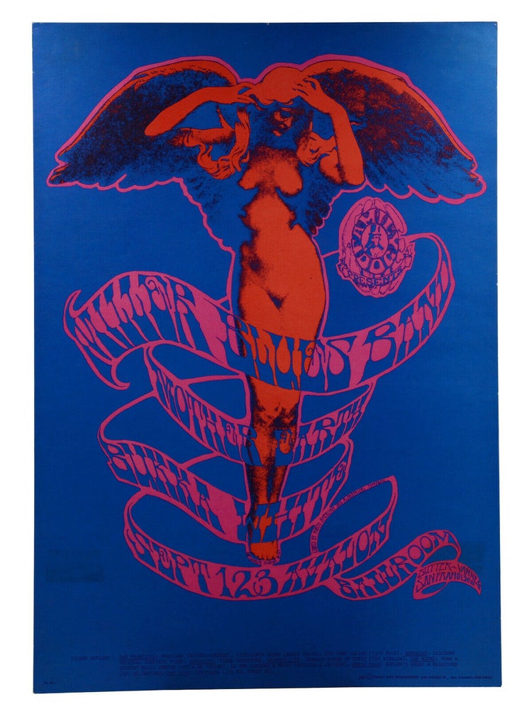 Item #140941509 Original psychedelic poster for Miller Blues Band, Mother Earth, & Bukka White, September 1-3, 1967 at the Avalon Ballroom. Alton Kelley, Adolph Weinman, Stanley Mouse.