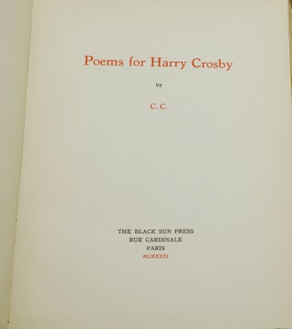 Poems for Harry Crosby