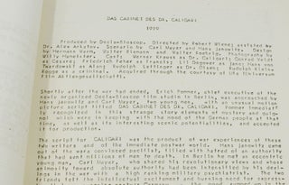 Creative Film Associates Program for Das Cabinet der Dr. Caligari (1919)