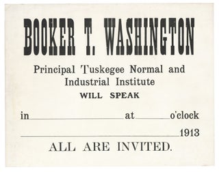 Item #140943101 (Broadside) Booker T. Washington Principal Tuskegee Normal and Industrial...