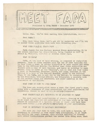 Item #140943204 Meet FAPA. FAPA - Fantasy Amateur Press Association