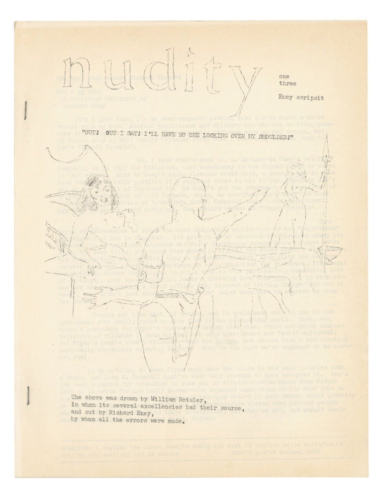 Item #140943254 Nudity: Volume 1, Number 3. Richard Eney, Dick.