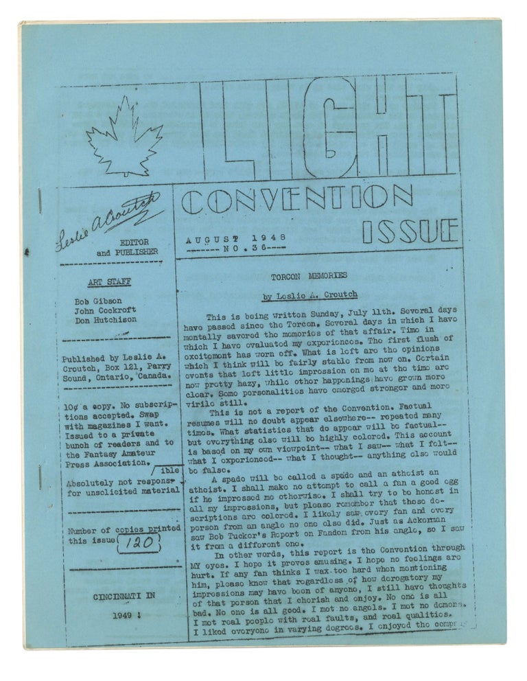 Item #140943286 Light: Number 36. August, 1948. Leslie A. Croutch.