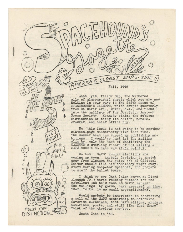 Item #140943311 Spacehound's Gazette: Number 5. Fall 1948. Joe Kennedy, X J. Kennedy.