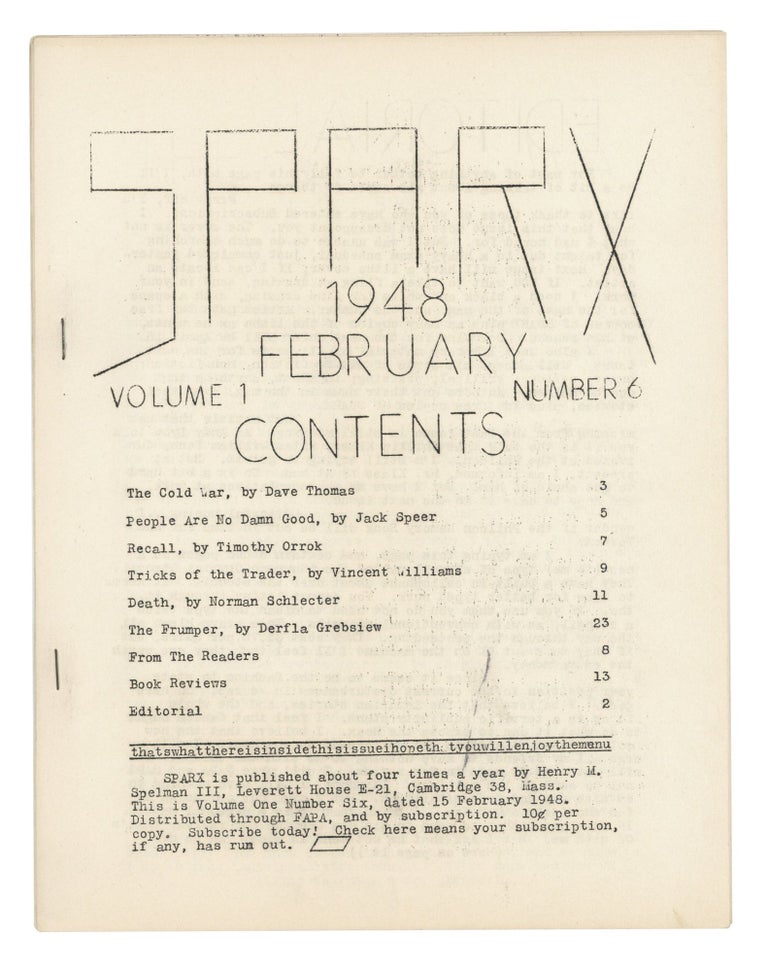 Item #140943313 Sparx: Volume 1, Number 6. February 1948. Henry M. Spelman.