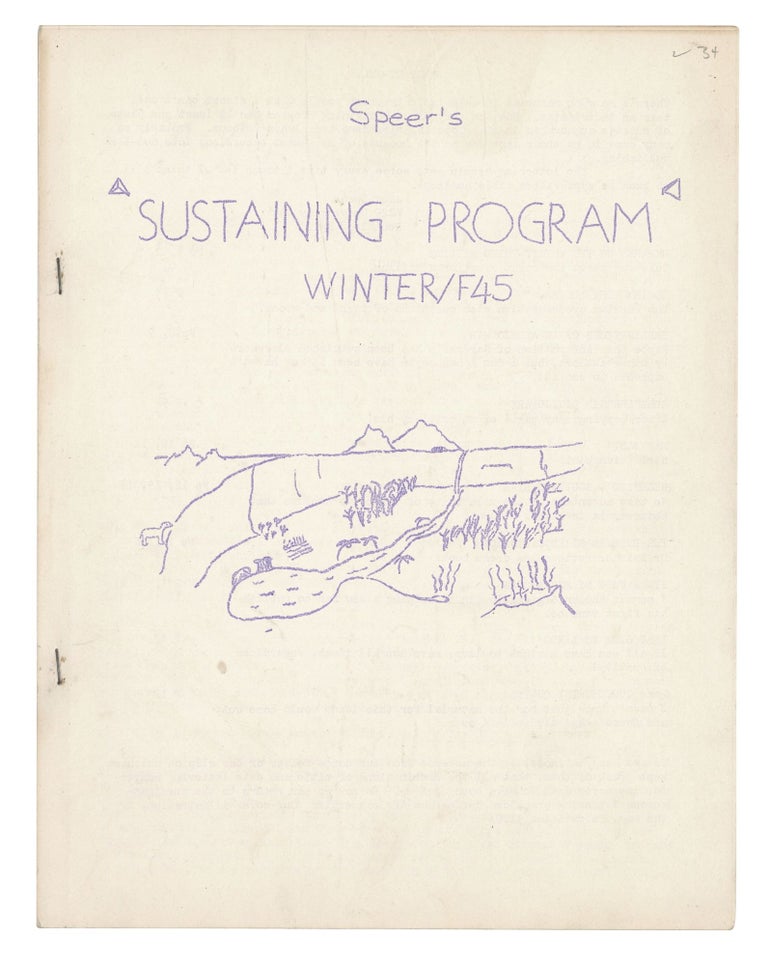 Item #140943331 Speer's Sustaining Program: Winter 1945. Jack Speer.