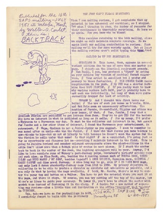 Item #140943420 Backtrack. Coswal, Walter A. Coslet