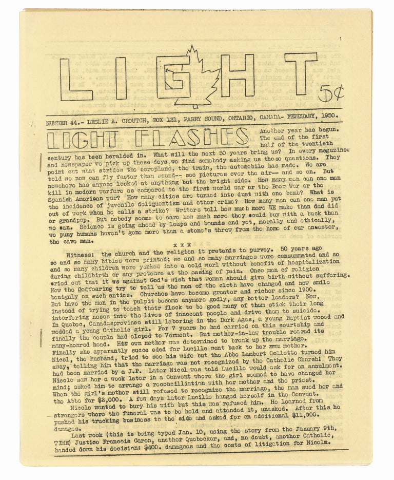 Item #140943435 Light: Number 44. February, 1950. Leslie A. Croutch.