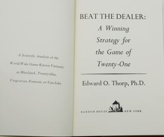 Beat the Dealer: A Winning Strategy for the Game of Twenty One
