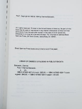 Pulp (Confidential Advance Typescript)