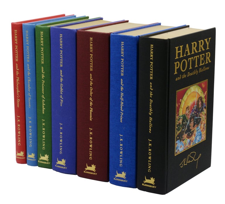 Item #140943777 Harry Potter, complete set of the collector's deluxe editions: Philosopher's Stone, Chamber of Secrets, Prisoner of Azkaban, Goblet of Fire, Order of the Phoenix, Half-blood Prince, and Deathly Hallows. J. K. Rowling.