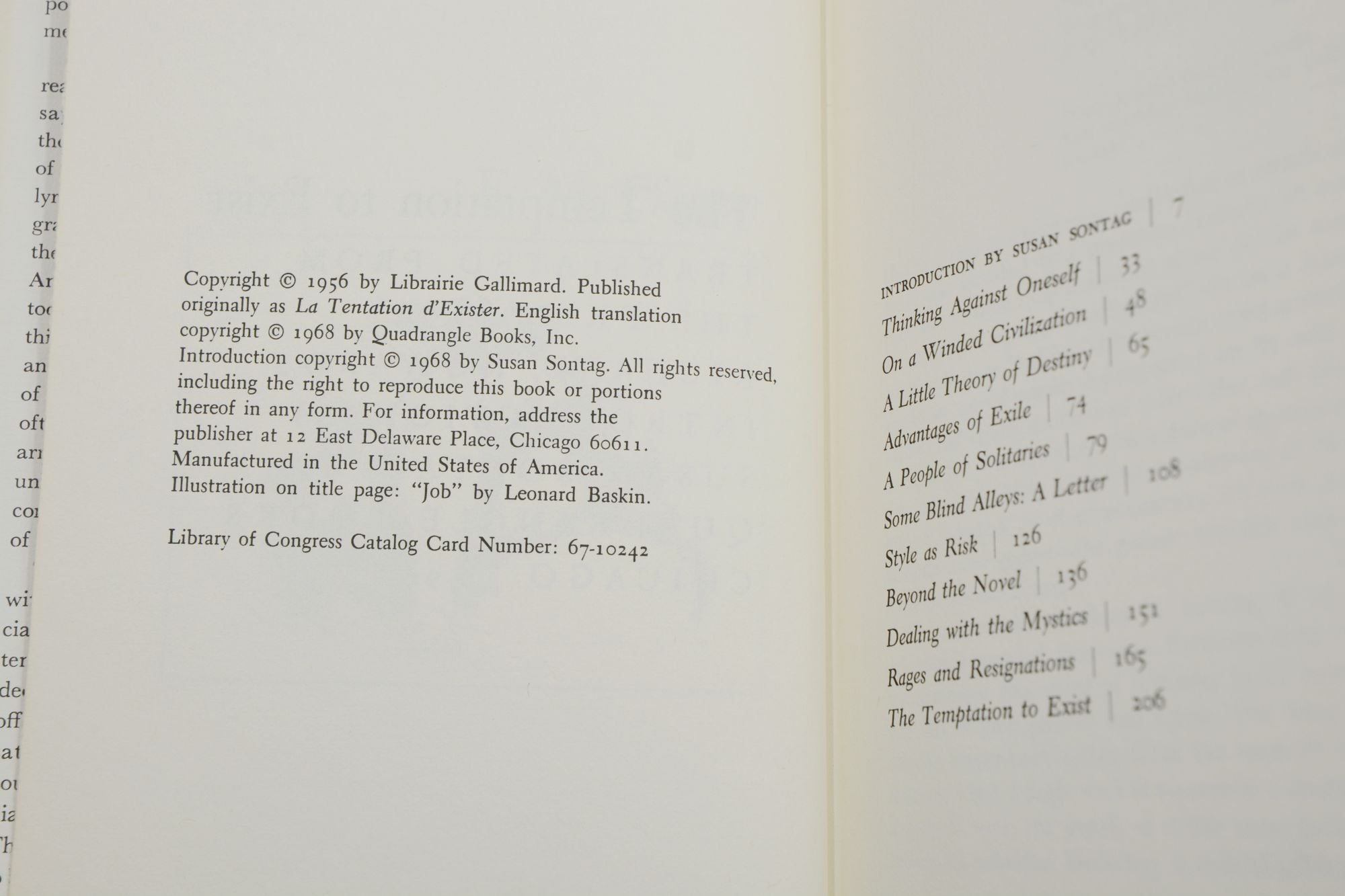 The Temptation to Exist | E. M. Cioran, Susan Sontag, Richard Howard ...