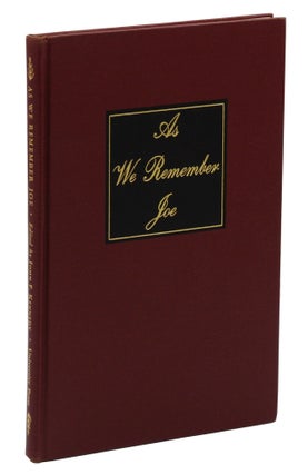 Item #140943903 As We Remember Joe (Peter Lawford's copy). John F. Kennedy