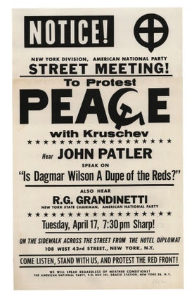 Item #140944089 Notice! New York Division, American National Party Street Meeting! To Protest...