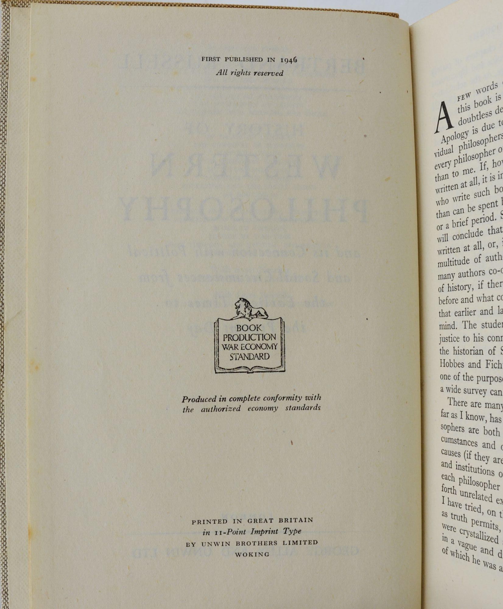 History Of Western Philosophy | Bertrand Russell | First Edition