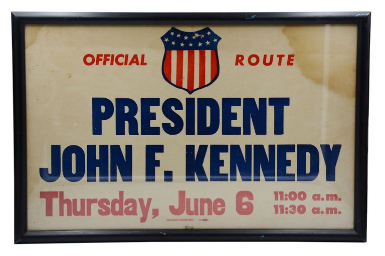 Item #140944804 Official Route President John F. Kennedy Thursday, June 6 11:00 a.m. 11:30 a.m. (Framed Original Poster)