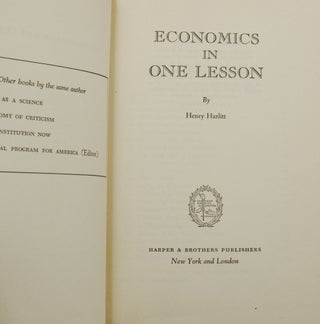 Economics in One Lesson