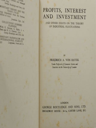 Profits, Interest and Investment and Other Essays on the Theory of Industrial Fluctuations