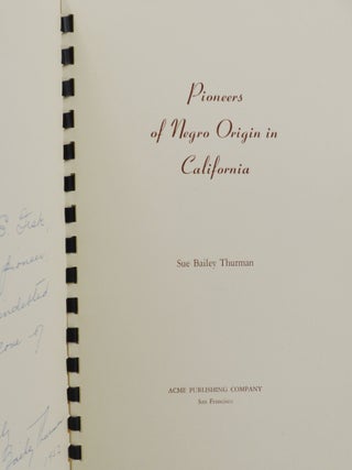 Pioneers of Negro Origin in California