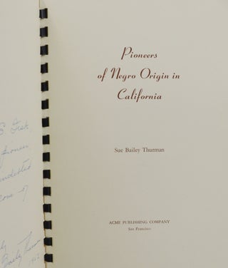 Pioneers of Negro Origin in California