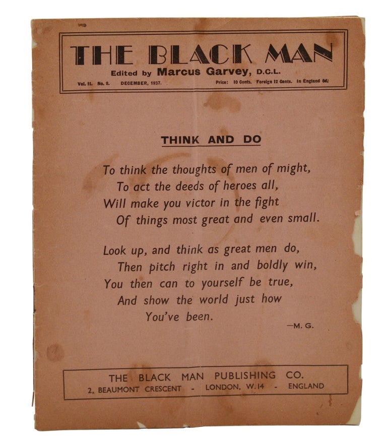 Item #140945021 The Black Man Vol. II, No. 8. December, 1937. Marcus Garvey.