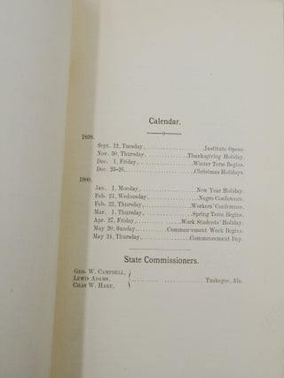 Catalogue of the Tuskegee Normal and Industrial Institute, Tuskegee, Alabama. 1898-99.