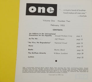 One Magazine (The first two issues of the pioneering gay periodical)
