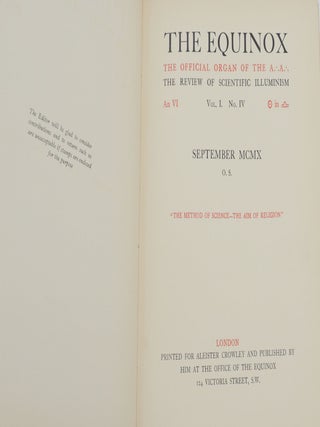 The Equinox: The Official Organ of the A∴A∴, The Review of Scientific Illuminism
